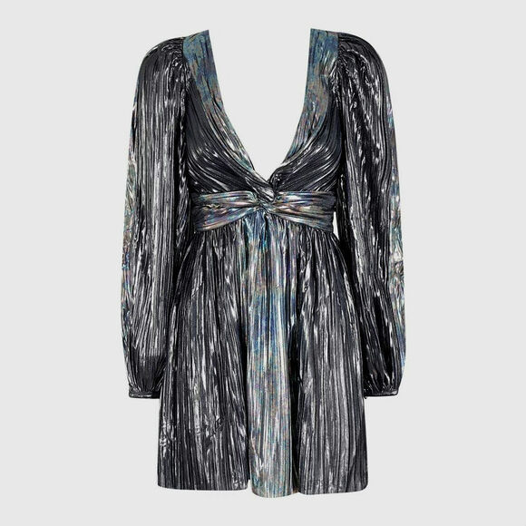 New FREE PEOPLE by Sabina Musayev Wendy Mini Dress $325 LARGE Dark Silver - Picture 4 of 6